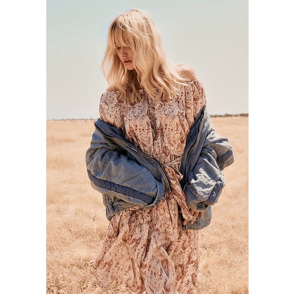 Free People Quilted Denim Oversized Dolman Jacket - Picture 16 of 16